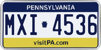 PA license plate MXI4536