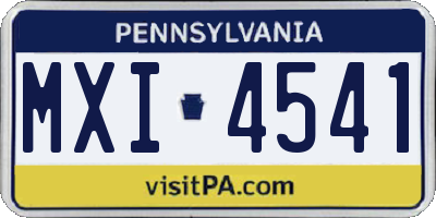 PA license plate MXI4541