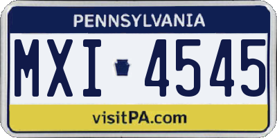 PA license plate MXI4545