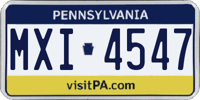PA license plate MXI4547