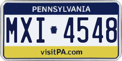 PA license plate MXI4548
