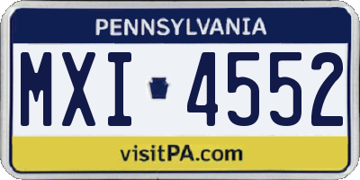 PA license plate MXI4552