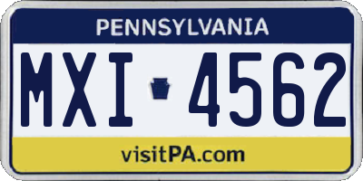 PA license plate MXI4562