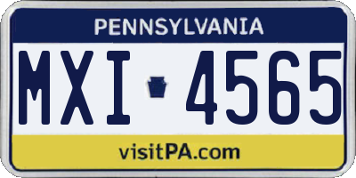 PA license plate MXI4565