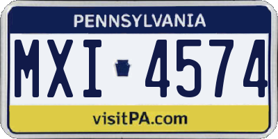PA license plate MXI4574