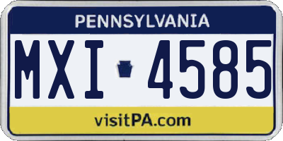 PA license plate MXI4585