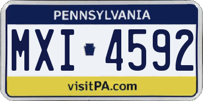 PA license plate MXI4592