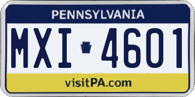 PA license plate MXI4601