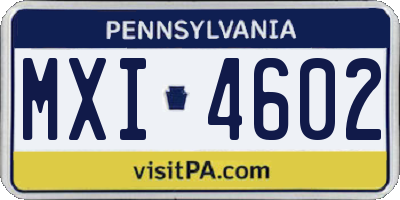 PA license plate MXI4602