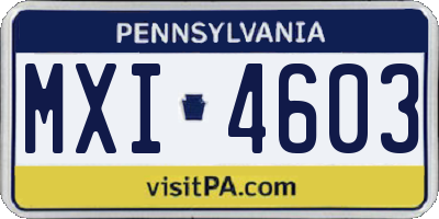 PA license plate MXI4603