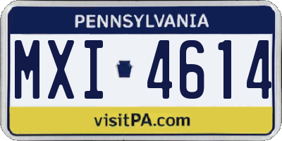 PA license plate MXI4614