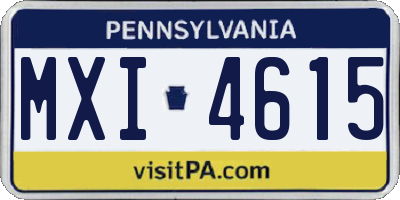 PA license plate MXI4615