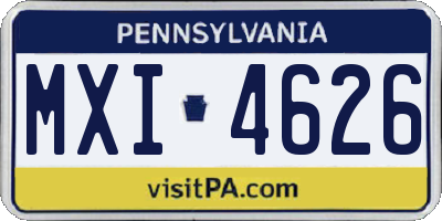 PA license plate MXI4626