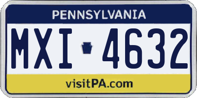 PA license plate MXI4632