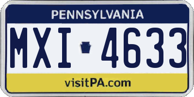 PA license plate MXI4633