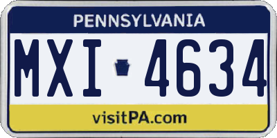 PA license plate MXI4634