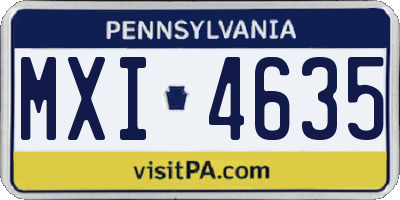PA license plate MXI4635