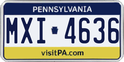 PA license plate MXI4636