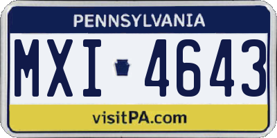 PA license plate MXI4643