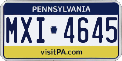 PA license plate MXI4645
