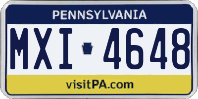 PA license plate MXI4648