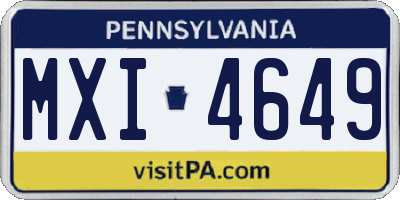 PA license plate MXI4649