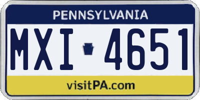 PA license plate MXI4651