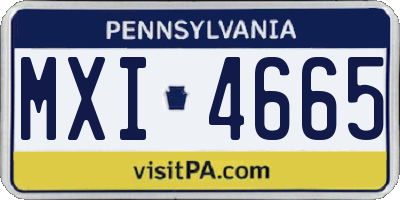 PA license plate MXI4665