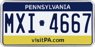 PA license plate MXI4667