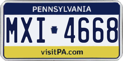 PA license plate MXI4668