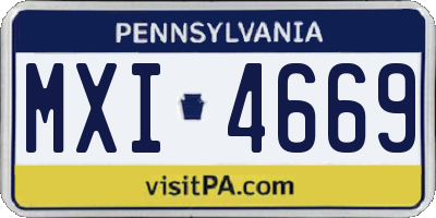 PA license plate MXI4669