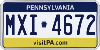 PA license plate MXI4672
