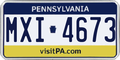 PA license plate MXI4673