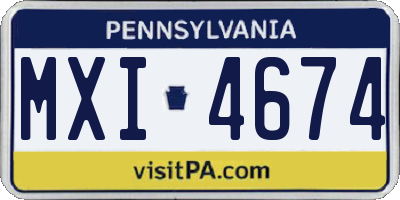 PA license plate MXI4674
