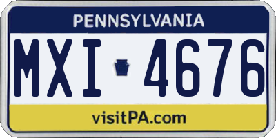 PA license plate MXI4676