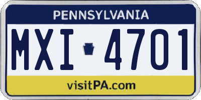 PA license plate MXI4701