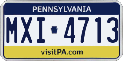 PA license plate MXI4713