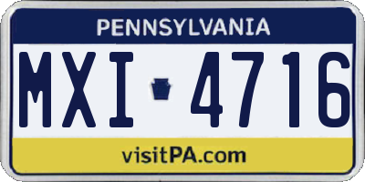 PA license plate MXI4716