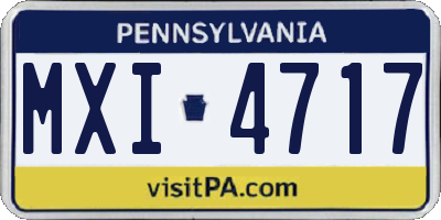 PA license plate MXI4717