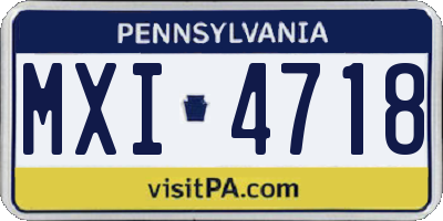 PA license plate MXI4718
