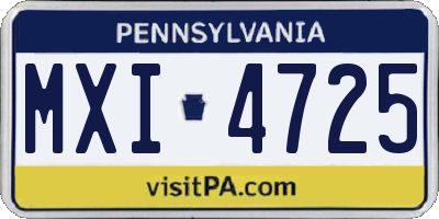 PA license plate MXI4725
