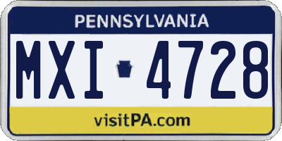 PA license plate MXI4728