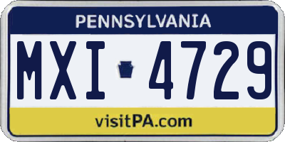 PA license plate MXI4729