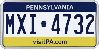 PA license plate MXI4732