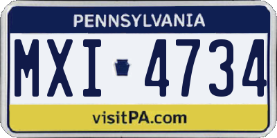 PA license plate MXI4734