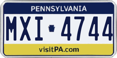 PA license plate MXI4744