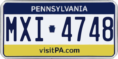 PA license plate MXI4748