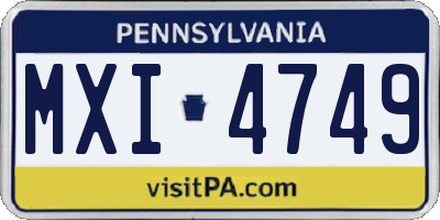 PA license plate MXI4749