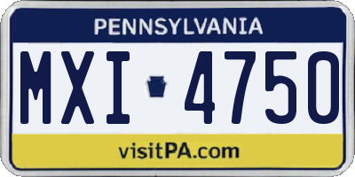 PA license plate MXI4750