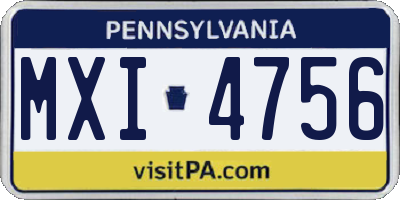 PA license plate MXI4756